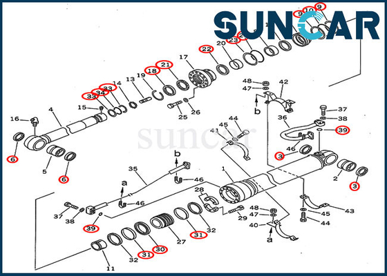 Excavator Seal Kit 207-63-02120 Arm Cylinder Repair Kit For Overseas Version PC300-5 PC300LC-5 Komatsu