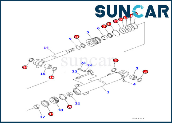 Komatsu Boom Cylinder Service Kit 707-98-24880 7079824880 For PC30R-8  Boom Cylinder Sealing Kit