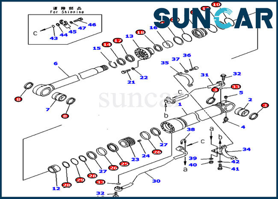707-99-58370 Bucket Seal Kit PC350LC-6 PC340NLC-6  Cylinder Repair Kit Fits Komatsu Heavy Equipment