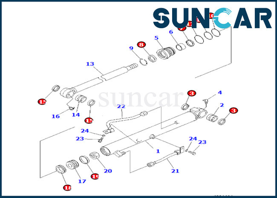 707-98-14260 7079814260 Bucket Cylinder Service Kit Komatsu For PC30R-8 Bucket Cylinder Replacement Kit
