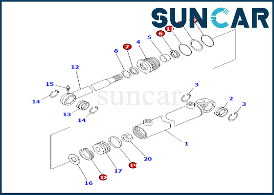 Komatsu Tilting Cover Cylinder Seal Kit 707-98-13600 Tilt Cylinder Sealing Kit Angle Service Kit For BR120T-1