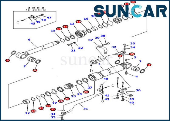 707-99-58085 Boom Replacement Seal Kit PC300-7 Excavator 7079958085 Komatsu Cylinder Service Kit