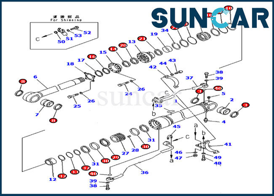 Boom Sealing Kit 707-99-59360 Excavator Oil Seal Kit Hydraulic Cylinder Fits For PC300-7 Komatsu