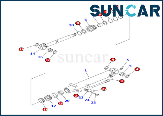 Blade Angle Cylinder Sealing Kit 707-98-13220 7079813220 Komatsu Fits PC35MR-3 PC35MR-2