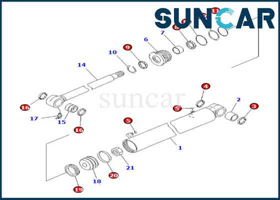 Komatsu 7079829630 707-98-29630 Boom Swing Cylinder Seal Repair Kit For PC35MR-3 PC35MR-2