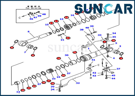 707-99-58440 Excavator Boom Seal Kit Hydraulic Cylinder Fits PC300-7 Komatsu Replacement Sealing Kit