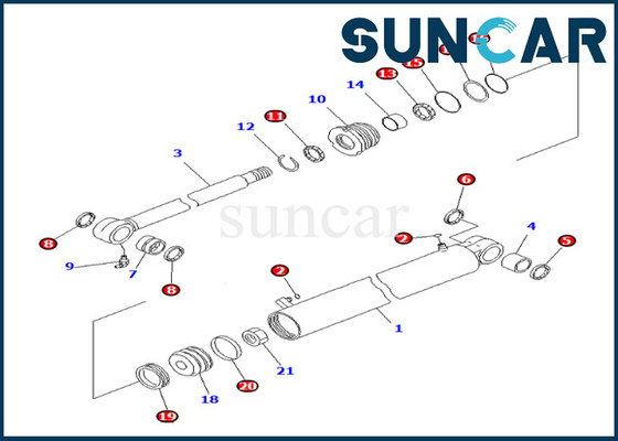 Komatsu 707-98-29670 7079829670 Boom Swing Cylinder Seal Kit For PC35MR-3 Oil And Wear Resistant