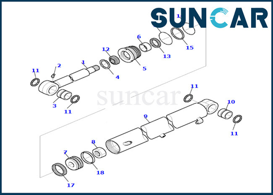 878000657 Boom Swing Cylinder Seal Kit Komatsu Fits PC35R-8 Boom Swing Cylinder Seal Repair Kit