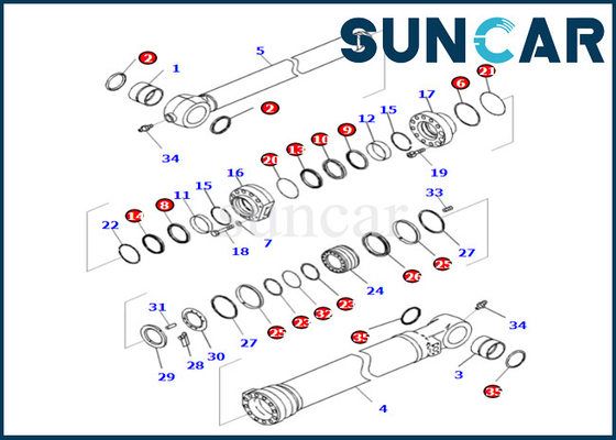 Komatsu Bucket Cylinder Seal Repair Kit 721-98-01990 7219801990 For PC360LCI-11 D375AI-8E0 PC390LCI-11