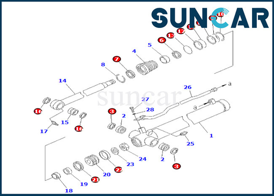 Arm Cylinder Seal Kit 707-98-25190 7079825190 Komatsu For PC38UU-2 Arm Cylinder Sealing Kit