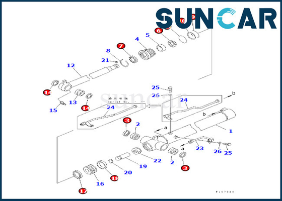 Arm Cylinder Sealing Kit Komatsu 707-98-25260 7079825260 For PC38UU-3 Arm Cylinder Service Kit