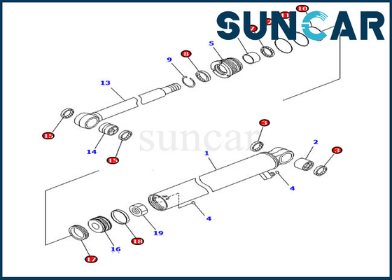 Arm Cylinder Sealing Kit 707-98-22870 Hydraulic Repair Kits Fits Komatsu PC30MR-2 PC30MR-2-A Excavator