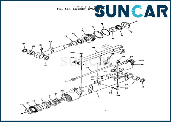 Bucket Cylinder Repair Kit 20T6376105 20T-63-76105 Bucket Cylinder Seal Kit For PC40-1 PC40-2 Komatsu
