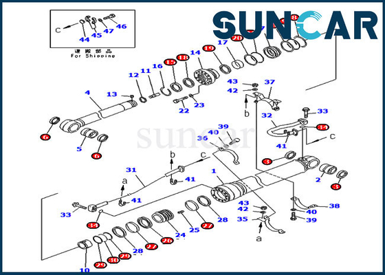 707-99-69525 7079969525 Arm Cylinder Service Kit For PC400-6C PC400LC-6Z KOMATSU Heavy Duty Boom