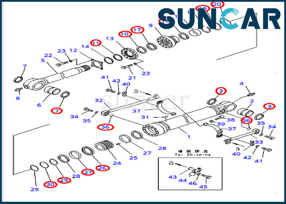 Bucket Cylinder Seal Repair Kit 707-99-65220 For PC400-7 PC400LC-7 Komatsu Excavator Heavy Equipment
