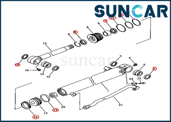 Bucket Cylinder Sealing Kit 707-98-24210 7079824210 Komatsu Fits PC40-7 PC40T-7 PC40R-7