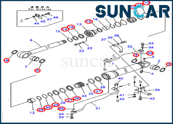 Boom Repair Seal Kit 707-99-72320 Hydraulic Cylinder For Overseas Version KOMATSU PC450-8 PC400-7 Models