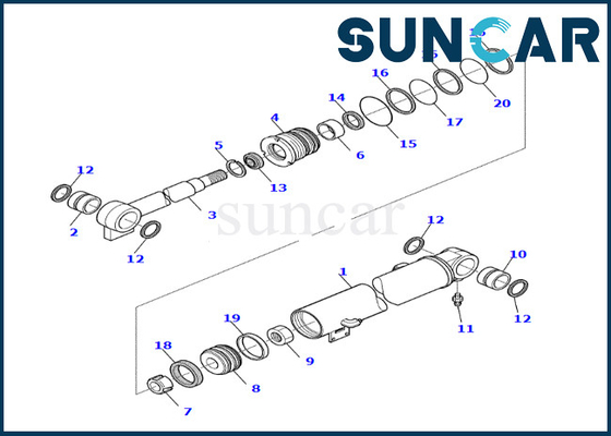 Wear-resistant 878000539 Boom Cylinder Seal Kit For PC45R-8 Komatsu Boom Cylinder Replacement Kit