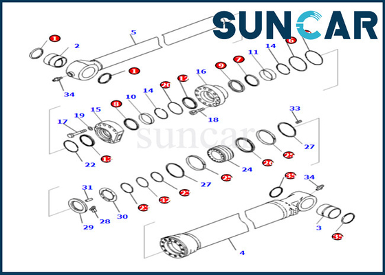 Bucket Cylinder Seal Kit Komatsu 721-98-01740 721-98-01740 For PC490LCI-11 Bucket Cylinder Repair Kit