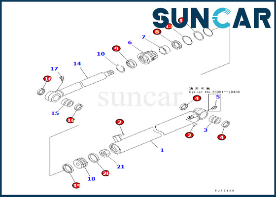 707-98-25310 7079825310 Bucket Cylinder Seal Kit Fits PC58UU-3 Komatsu Bucket Cylinder Service Kit