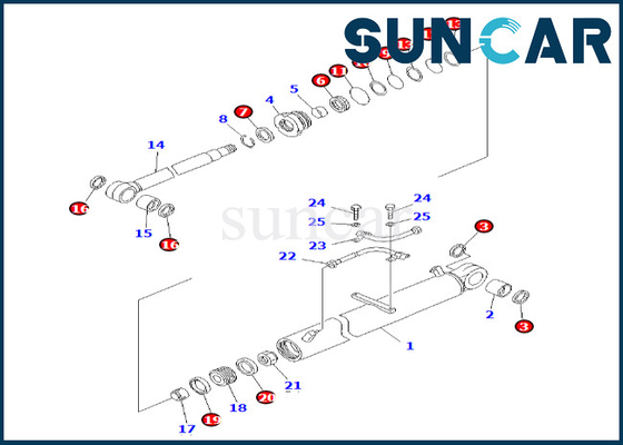 Boom Cylinder Service Kit 7079836590 707-98-36590 Boom Cylinder Seal Kit Komatsu Fits PC60-7 PC60-7S
