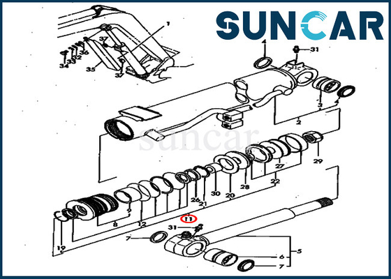 PC40FR-1 PC40FR-2 Excavator Boom Service Kits YM172164-72300 Komatsu Cylinder Seal Repair Kit