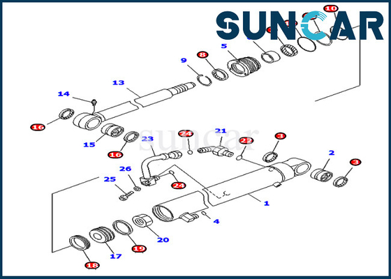 Arm Seal Repair Kits 707-98-25350 Cylinder Kits Fits PC40MR-1 PC40MR-2 Komatsu Overseas Spec.