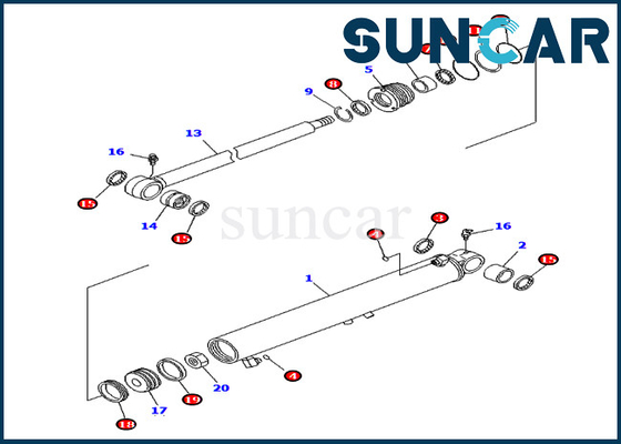 707-98-29510 7079829510 Boom Swing Cylinder Seal Kit For Oversea Spec. Machine PC40MR-2 Komatsu