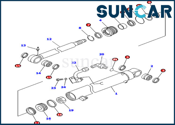 Arm Cylinder Service Kit 707-98-25830 7079825830 Excavator Komatsu PC45MR-1 PC45MRX-1 PC45R-8 Sealing Kits