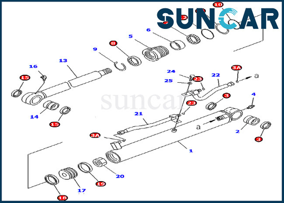 707-98-25360 7079825360 Bucket Cylinder Repair Seal Kit Fits For Excavator PC45MR-1 Komatsu Inner Parts