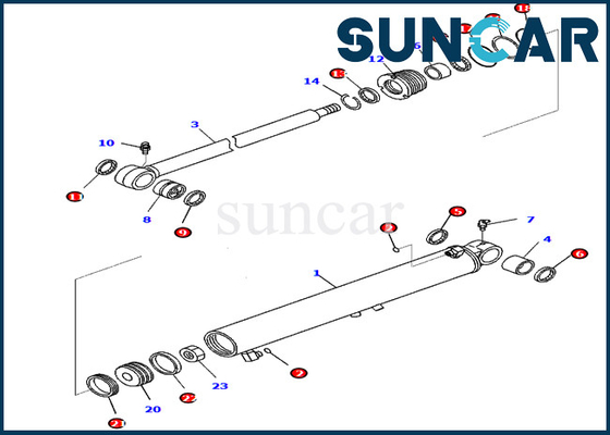 Boom Swing Cylinder Service Kit 707-98-25780 7079825780 Komatsu PC45MR-3 Excavator Seal Kits
