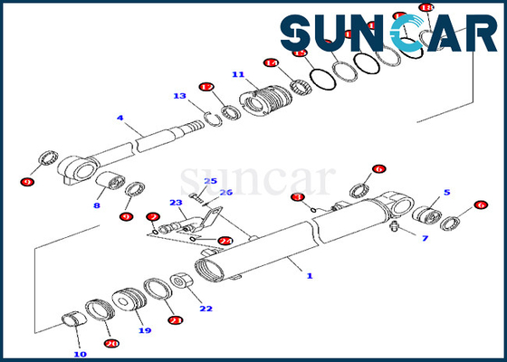 707-98-25750 7079825750 Boom Cylinder Seal Kit Fits Inner Parts Komatsu PC45MR-3 PC55MR-3