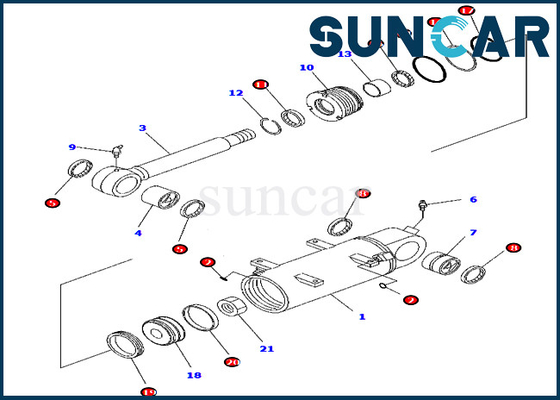 Komatsu Cylinder Repair Seal Kit 707-98-34750 Fits For PC45MR-3 PC55MR-3 North America Spec. Excavator