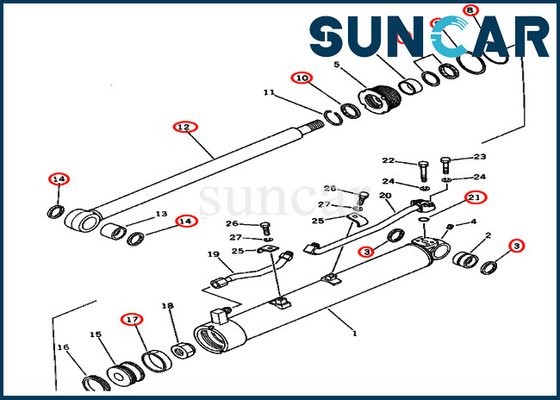Boom Swing Repair Seal Kit Fits For 201-63-12301 2016312301 PC60U-3 Komatsu Hydraulic Cylinder