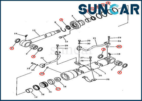 201-63-02040 2016302040 Boom Cylinder Seal Kit For PC60U-5 Komatsu Excavator Service Kits Parts
