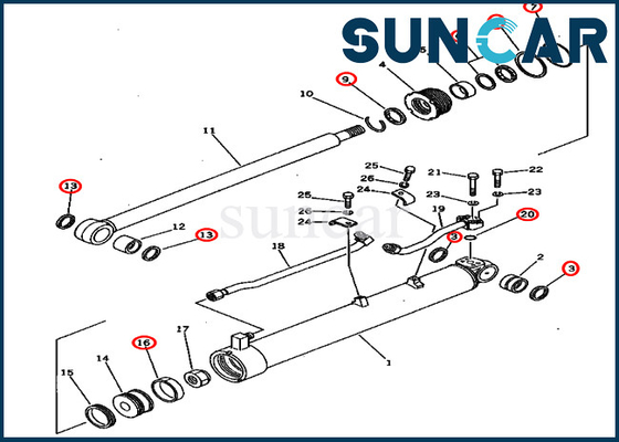 PC60U-5 Models Komatsu 201-63-02060 2016302060 Boom Swing Repair Seal Kit Hydraulic Cylinder