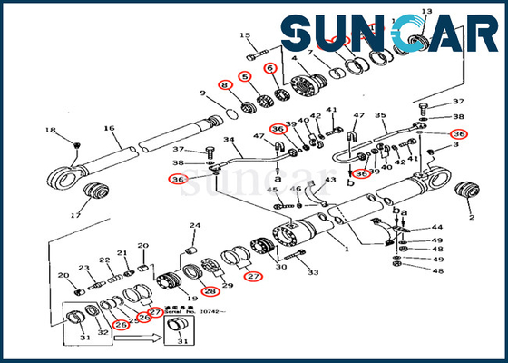 Komatsu 707-99-68600 7079968600 Boom Cylinder Service Kit For Loader Model PC650-3 PC650-5