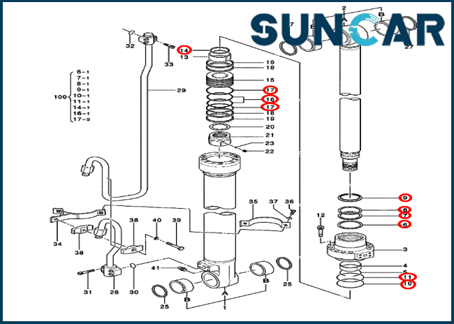 4448398 Boom Hydraulic Cylinder Seal Kit For Hitachi Excavator